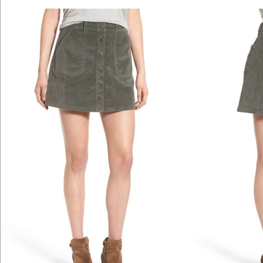 Jolt Olive Corduroy Skirt